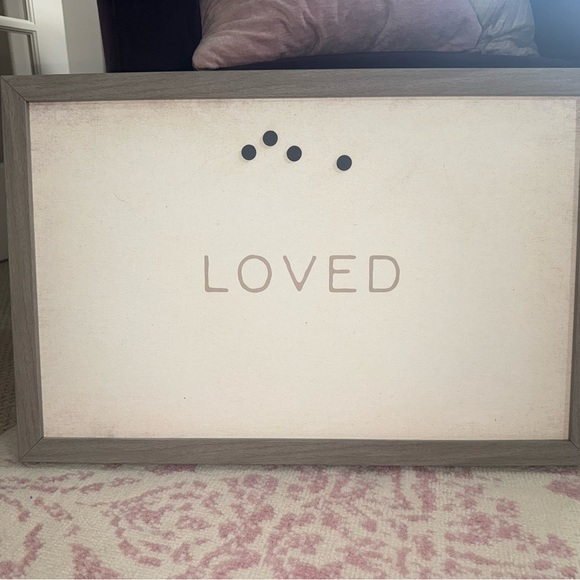 Framed magnetic  'Loved' Wall Art in Gray and Cream - Picture 1 of 3